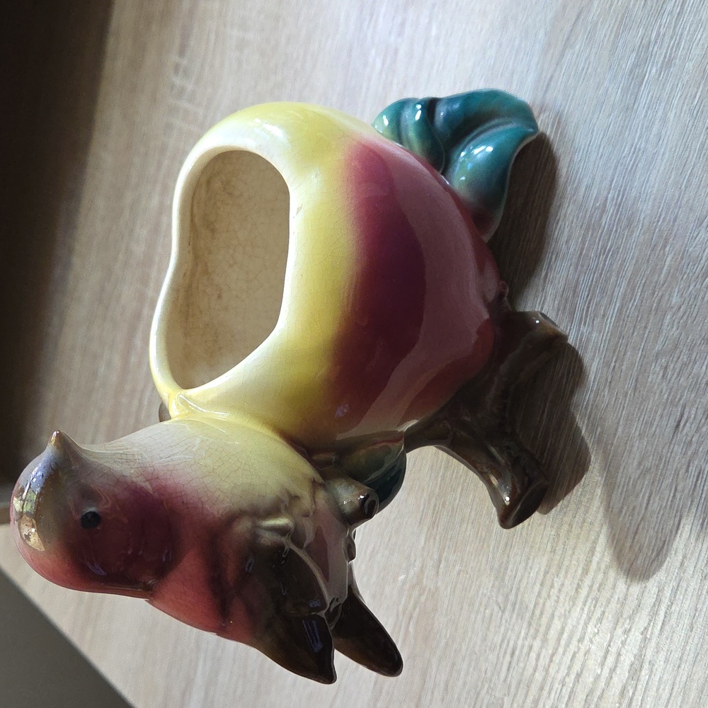 Vintage Royal Copley Bird on Apple Flower pot